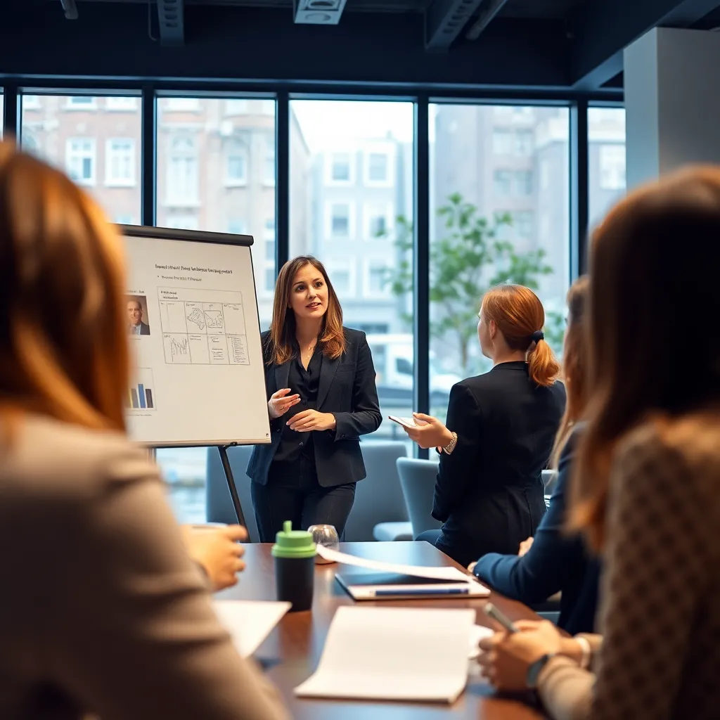 Coachende leiderschapsstijl in actie tijdens een teamoverleg